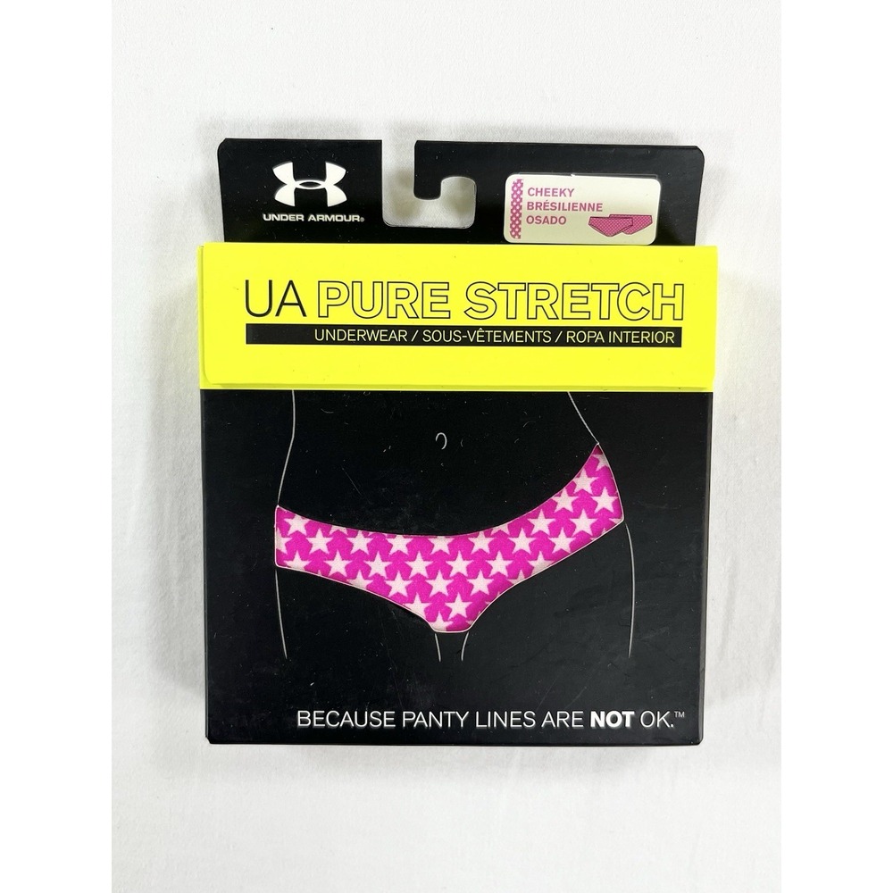 Under‎ Armour Pure Stretch Cheeky Underwear Pink Star No Show Panties NWT OS 9